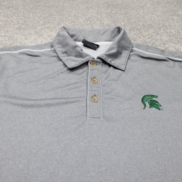 Nike Golf Michigan State Polo Shirt Mens Small Gray Tour Performance L/S Stretch - Picture 4 of 13